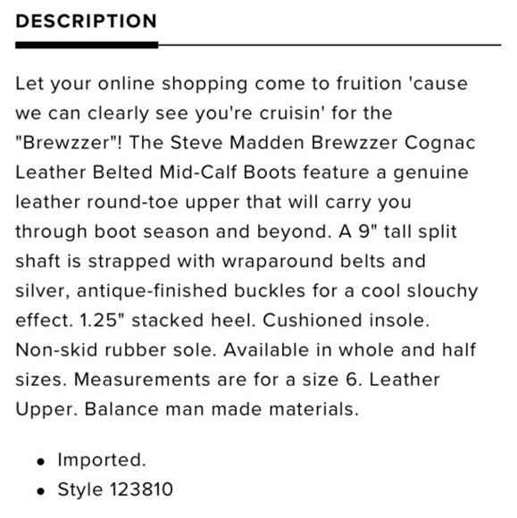 NWT Steve Madden Brewzzer Cognac Leather Belted Mid Calf Moto Boot Size 7.5 - Picture 12 of 12